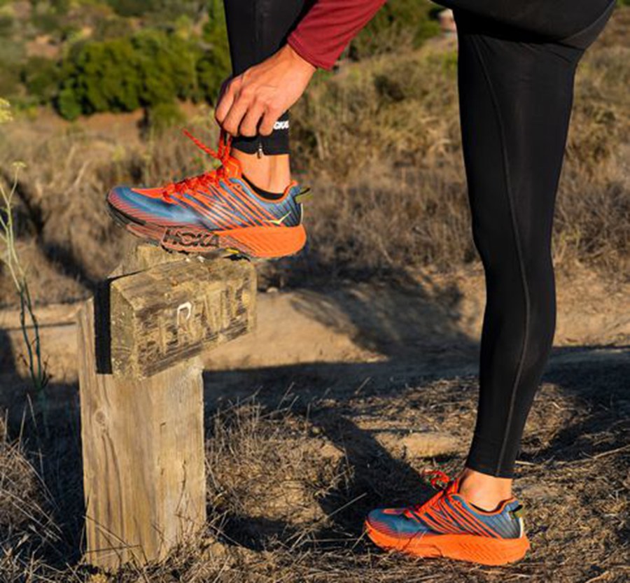 Hoka One One Mens Trail Shoes - Speedgoat 4 - Red - TCVX73901